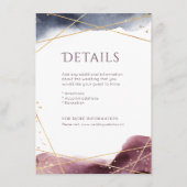 夕暮れ水の色の幾何モダン的結婚詳細 エンクロージャーカード (正面)
