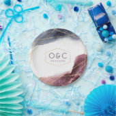 夕暮れ水の色の幾何モダン結婚の ペーパープレート (パーティー)