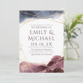 夕暮れ水の色の幾何モダン結婚の 招待状 (スタンド正面)