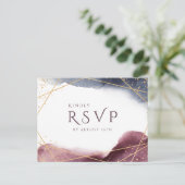 夕暮れ水彩幾何婚モダン式RSVP インビテーションポストカード (スタンド正面)