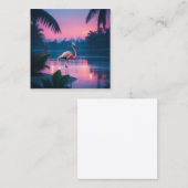 夕暮れ直後の熱帯の楽園のフラミンゴ スクエア名刺 (正面/裏面)