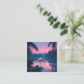 夕暮れ直後の熱帯の楽園のフラミンゴ スクエア名刺 (スタンド正面)