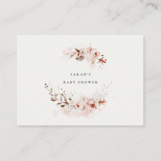 夕暮れ秋マルサラフローラの赤ちゃんシャワー用ブック エンクロージャーカード (裏面)