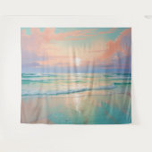 夕暮れ穏やかなビーチ風景 タペストリー (正面(横))