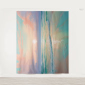 夕暮れ穏やかなビーチ風景 タペストリー (正面)