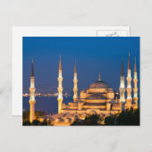 夕暮れ葉書の間のスルタン・アフメド・モスク ポストカード (正面/裏面)