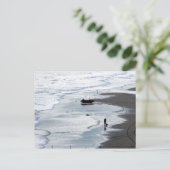 夕暮れ葉書来で海と海岸の写真 ポストカード (スタンド正面)