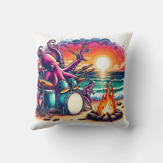 夕暮れ遊のキャンプファイア近くでタコのドラム缶 クッション (裏面)