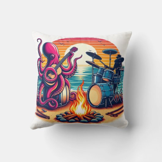 夕暮れ遊のキャンプファイア近くタコのギター クッション (裏面)