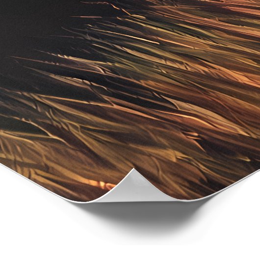 夕暮れ野原のシュールな夢の風景りんご ポスター (角)