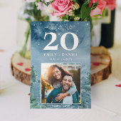 夕暮れ青結婚山のテーブル番号w/写真5x7