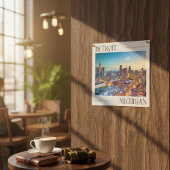 夕暮れ鮮やかのデトロイトのスカイライン ポスター