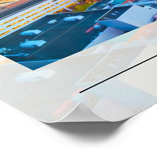 夕暮れ鮮やかのデトロイトのスカイライン ポスター (角)