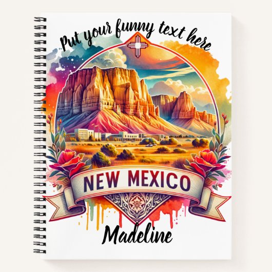 夕暮れ鮮やかのニューメキシコの風景 ノートブック (正面)