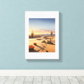 夕暮れ：ゴールデンサンズ、オレンジサン、弾力性のある植物 キャンバスプリント (インサイチュ (ウッドフロア))