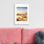 夕暮れ：ゴールデンサンズ、オレンジサン、弾力性のある植物 キャンバスプリント (インサイチュ (リビング))