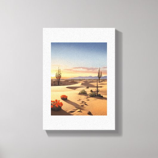 夕暮れ：ゴールデンサンズ、オレンジサン、弾力性のある植物 キャンバスプリント (正面)