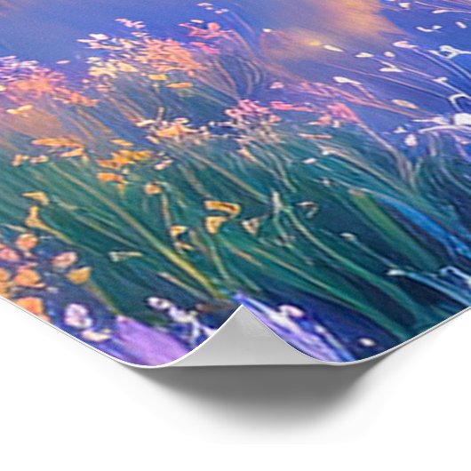 夕暮れ、穏やかな海のヒゲ ポスター (角)