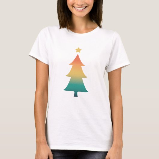 夕暮れTシャツのクリスマスツリー Tシャツ (正面)