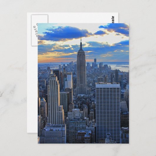 夕焼けが近づくにつれてNYCスカイライン ポストカード (正面/裏面)