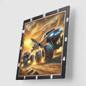 . .夕焼けに砂漠でレースをするモンスタートラック スクエア壁時計 (傾斜)