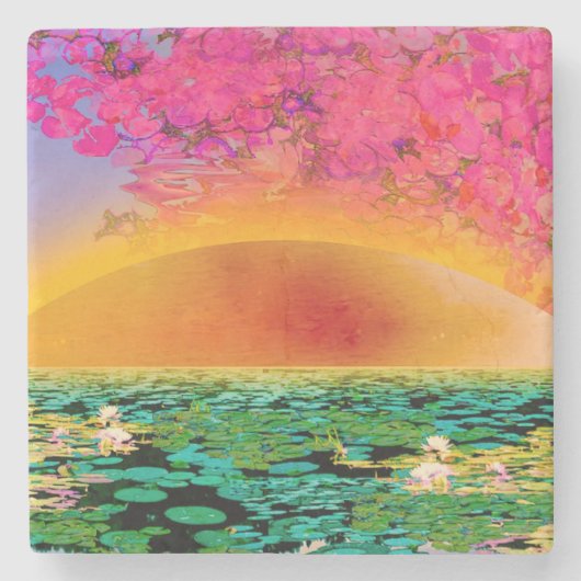 夕焼けのカマキリ ストーンコースター (正面)