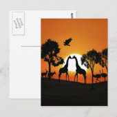 夕焼けのキリン ポストカード (正面/裏面)