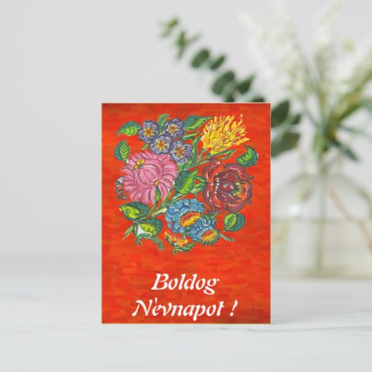 夕焼けのハンガリー花文印象 ポストカード (スタンド正面)