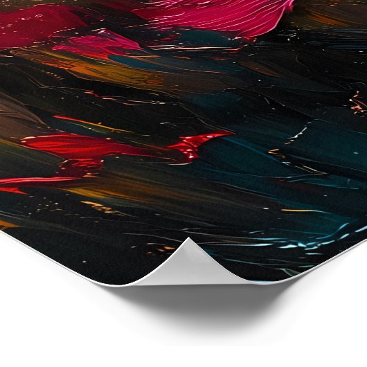 夕焼けの中の魅惑的な馬と鮮やか女性 ポスター (角)