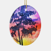 夕焼けの夢の風景 水彩画アート セラミックオーナメント (右)