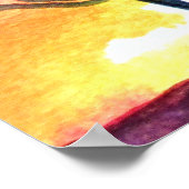 夕焼けの夢見る風景 水彩画アート ポスター (角)