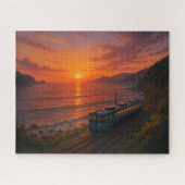 夕焼けの山陰本線/Sunset Train on the Sanin Line ジグソーパズル (横)