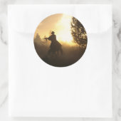 夕焼けの投げ縄でカウボーイ ラウンドシール (バッグ)