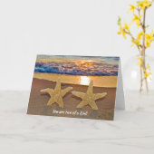 夕焼けの星型の魚の結婚記念日カップル カード (黄色い花)