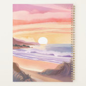 夕焼けの海のほのかなピンクの空 | ビーチの水彩画 プランナー手帳 (裏面)