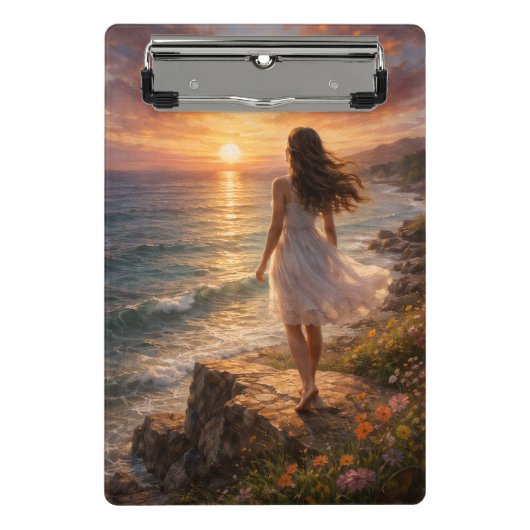 夕焼けの海 美しい写真 拡大 ミニクリップボード (正面)