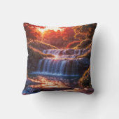 夕焼けの滝の垂直ポスター クッション (裏面)