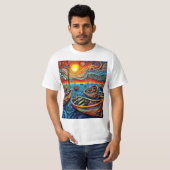 夕焼けの漁船団 Tシャツ (正面フル)