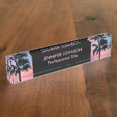 夕焼けの熱帯ヤシの木々 デスクネームプレート (側面)