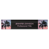 夕焼けの熱帯ヤシの木々 デスクネームプレート (正面)