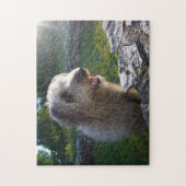 夕焼けの牧草地にオオオカミのプードルミックス ジグソーパズル (縦)