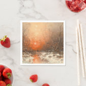 夕焼けの猟師がいる森の小道 スタンダードカクテルナプキン (インサイチュ)