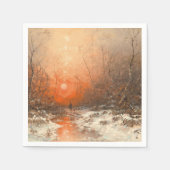 夕焼けの猟師がいる森の小道 スタンダードカクテルナプキン (正面)
