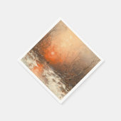 夕焼けの猟師がいる森の小道 スタンダードカクテルナプキン (角)