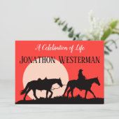 夕焼けの生命のお祝い - コウボーイが馬に乗る 招待状 (スタンド正面)