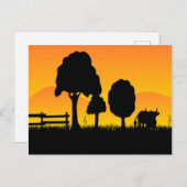 夕焼けの田舎 ポストカード (正面/裏面)