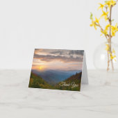 夕焼けの秋の山々への感謝のカード カード (黄色い花)