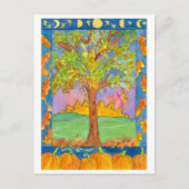 夕焼けの秋の木 水彩風景画 ポストカード (正面)