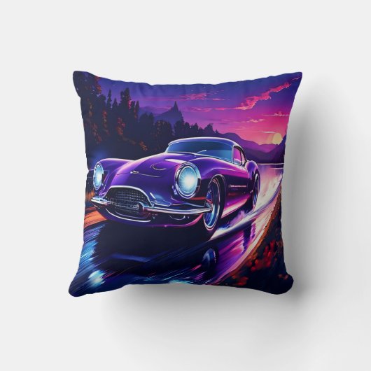 夕焼けの空の下の速鮮やかいクルージング クッション (裏面)