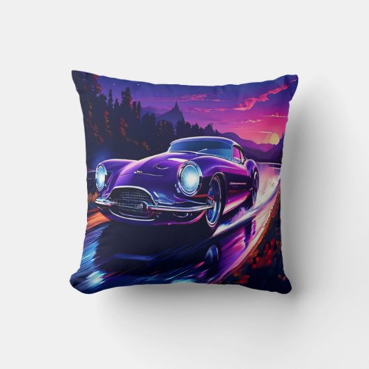 夕焼けの空の下の速鮮やかいクルージング クッション (正面)